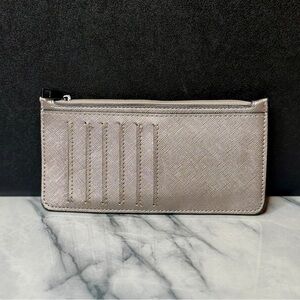 A New Day Womens Silver Slim Wallet ID Holder with Zippered Pocket